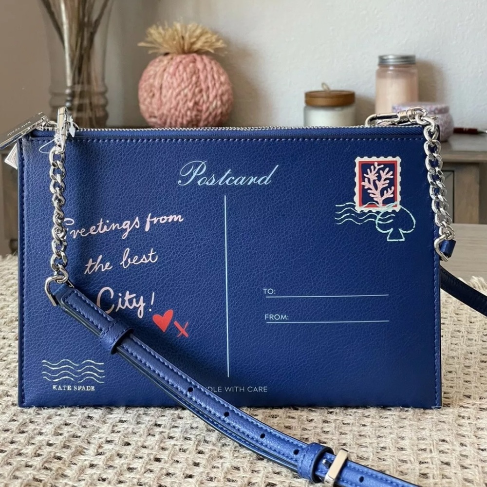 Kate spade postcard crossbody blue clutch unique